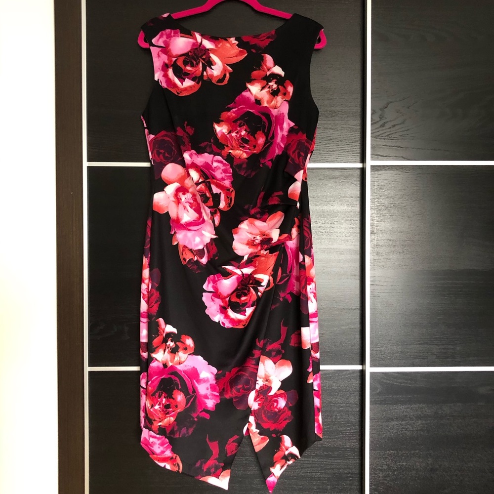 FLORAL BLACK PINK DRESS - SLNY 12